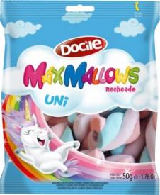 Маршмеллоу MAXMALLOWS Unicorn цветные завитки с начинкой ванильные 50 грамм